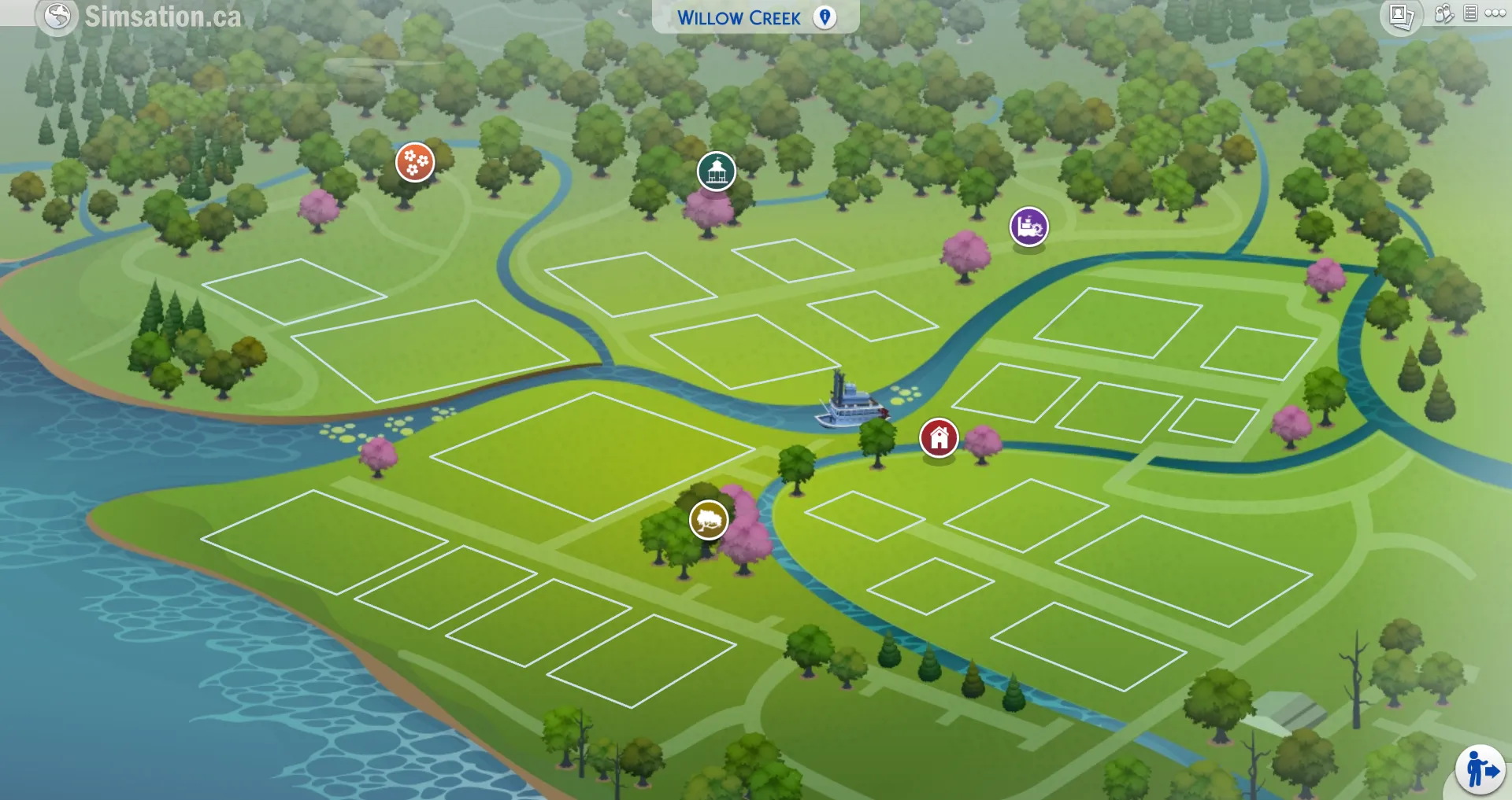 Unlabelled map of Willow Creek showing bulldozed lots